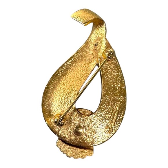 Vintage Boucher Brushed Gold Tone Brooch Numbered 6855 2" 1960's Marcel Shell - Picture 2 of 5